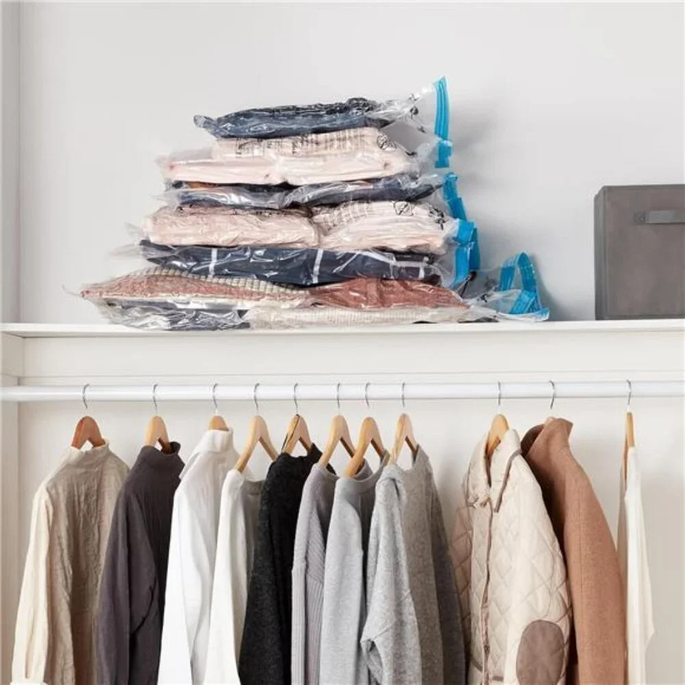Multiple Transparent Vacuum‎ Compression Zipper Storage Bags for Space Saving